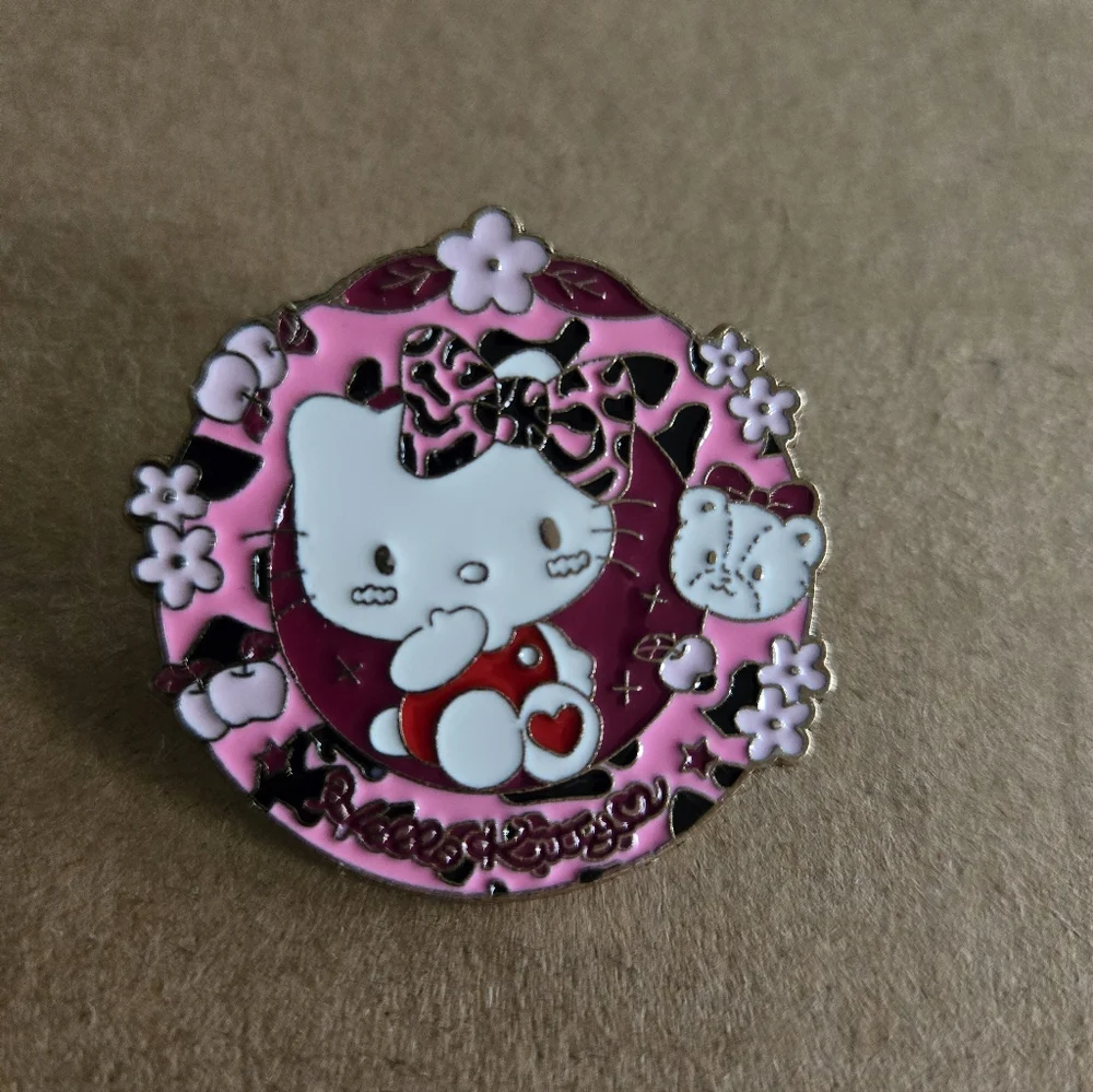 Hello Kitty Pink Floral Enamel Pin